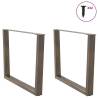 V-Shape Dining Table Legs - Natural Steel 100x(72-73.3) cm