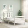 Bed Frame with Headboard White 100x200 cm Solid Wood Colour white Size 100 x 200 cm 