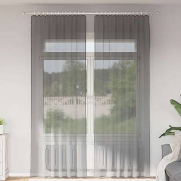 Dark Grey Voile Curtains with Loops - 140x260 cm (2 pcs)