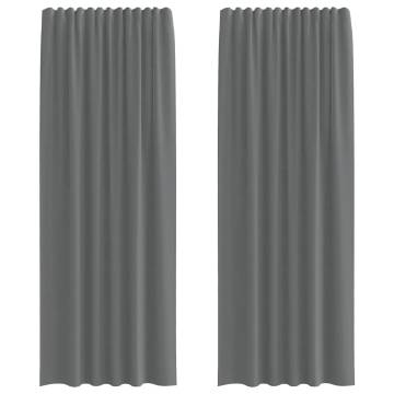 Dark Grey Voile Curtains with Loops - 140x260 cm (2 pcs)