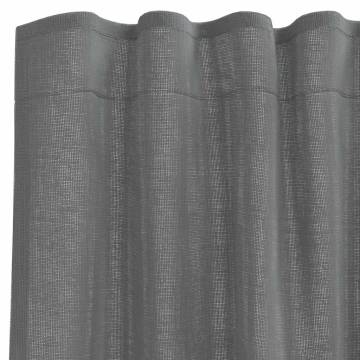 Dark Grey Voile Curtains with Loops - 140x260 cm (2 pcs)