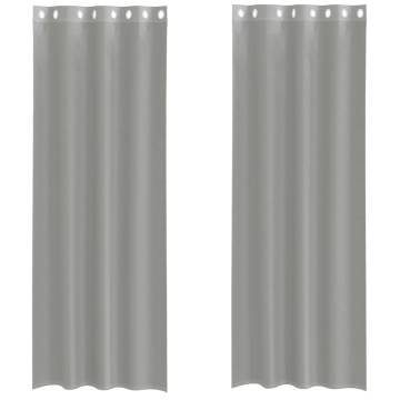 Voile Curtains with Grommets - Light Grey 140x300 cm (2 pcs)