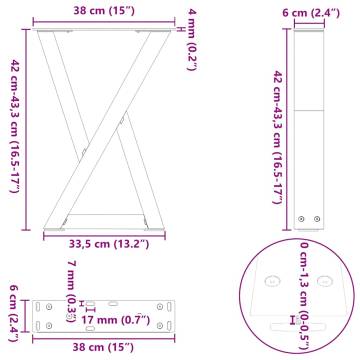 Coffee Table Legs 2 pcs Natural Steel - Durable & Stylish