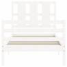 White Bed Frame with Headboard - 100x200 cm Solid Wood