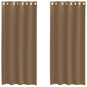 Voile Curtains with Grommets - Light Brown, 2 Pcs | HipoMarket