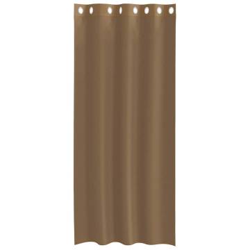 Voile Curtains with Grommets - Light Brown, 2 Pcs | HipoMarket