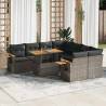  9 Piece Garden Sofa Set with Cushions Grey Poly Rattan Acacia Colour grey Model with storage Number of 1 