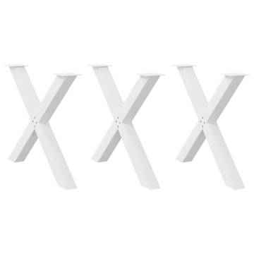 X-Shaped Dining Table Legs - 3 Pcs White Steel | HipoMarket