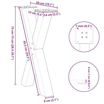 X-Shaped Dining Table Legs - White Steel (50x72-73 cm) | HipoMarket