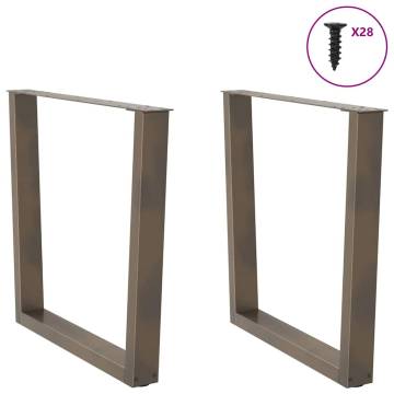 V-Shape Dining Table Legs - Natural Steel | 80x(72-73.3) cm