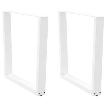 V-Shape Dining Table Legs - 2 pcs White Steel 90x(72-73.3) cm