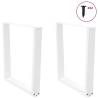 V-Shape Dining Table Legs - 2 pcs White Steel 90x(72-73.3) cm