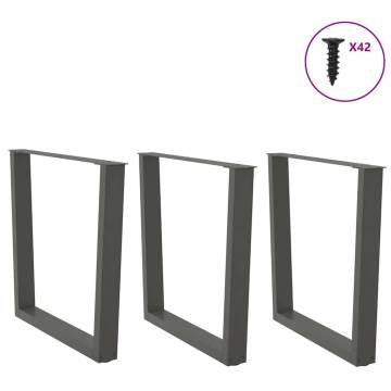 V-Shape Dining Table Legs - Anthracite Steel 3 pcs | HipoMarket