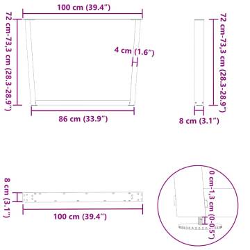 Dining Table Legs V-Shape 3 pcs Black - Durable Steel Design