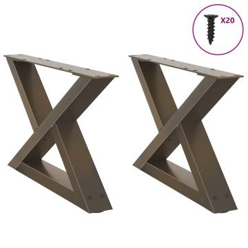 Stylish Coffee Table Legs - Natural Steel, 60x(30-31.3) cm