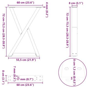 Dining Table Legs 2 pcs Natural Steel - Durable & Modern Design