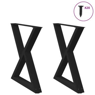 Black Dining Table Legs - 80x(72-73.3) cm Steel - 2 Pcs