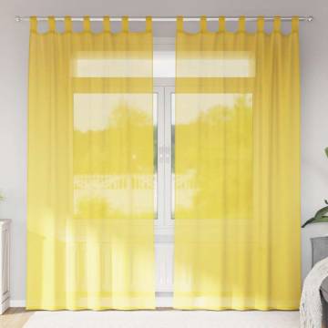 Voile Curtains with Rod Pockets - Yellow - 2 pcs | HiPo Market