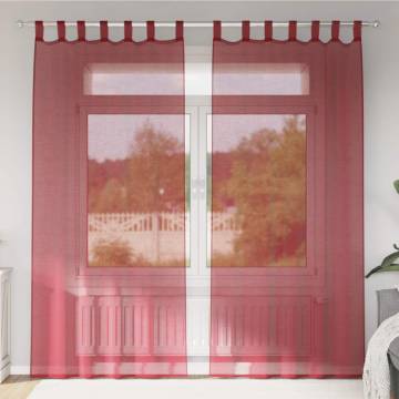 Wine Red Voile Curtains with Rod Pockets - 2 pcs