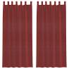 Wine Red Voile Curtains with Rod Pockets - 2 pcs