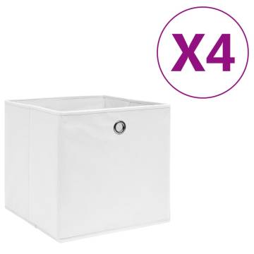 Stylish 4 PCS Storage Boxes | Non-woven Fabric - White