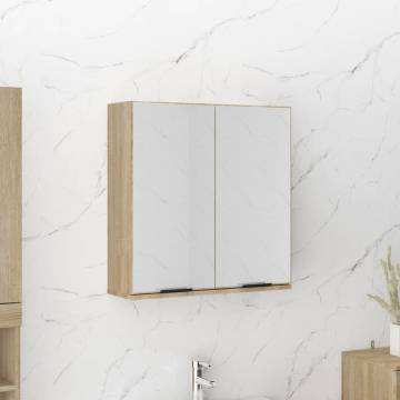 Stylish Sonoma Oak Bathroom Mirror Cabinet - 64x20x67 cm