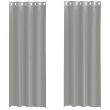 Light Grey Voile Curtains with Grommets - 2 pcs 140x260 cm