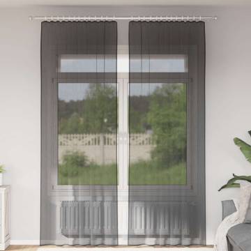 Voile Curtains with Tab Top - Black 2 pcs | HipoMarket UK