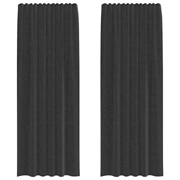 Voile Curtains with Tab Top - Black 2 pcs | HipoMarket UK