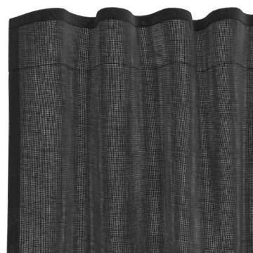 Voile Curtains with Tab Top - Black 2 pcs | HipoMarket UK