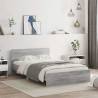 LED Grey Sonoma Bed Frame with Headboard - 140x200 cm