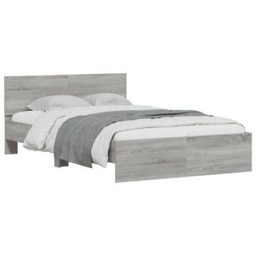 LED Grey Sonoma Bed Frame with Headboard 120x200 cm