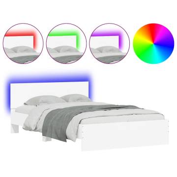 Stylish White Bed Frame with LED Headboard - 140x190 cm