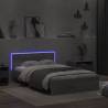 Stylish Bed Frame with Headboard & LED - Grey Sonoma 140x190 cm