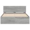 Stylish Bed Frame with Headboard & LED - Grey Sonoma 140x190 cm