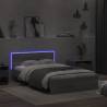 Bed Frame with LED Headboard - Grey Sonoma 135x190 cm Double