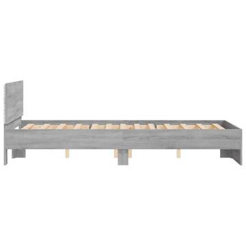 Bed Frame with LED Headboard - Grey Sonoma 135x190 cm Double