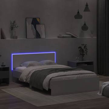 LED Bed Frame with Headboard - Small Double - White 120x190 cm