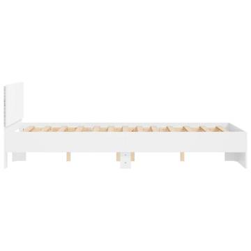 LED Bed Frame with Headboard - Small Double - White 120x190 cm