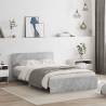 LED Concrete Grey Bed Frame with Headboard - 120x190 cm Small Double