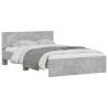 LED Concrete Grey Bed Frame with Headboard - 120x190 cm Small Double