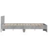 LED Concrete Grey Bed Frame with Headboard - 120x190 cm Small Double