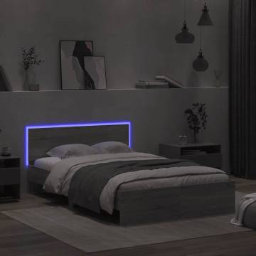 Stylish Bed Frame with LED Headboard - Grey Sonoma 120x190 cm