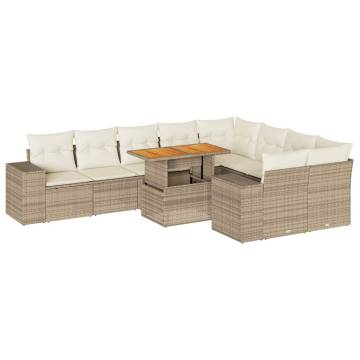 10 Piece Beige Garden Sofa Set with Cushions | Hipomarket