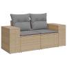 10 Piece Beige Garden Sofa Set with Cushions | Poly Rattan