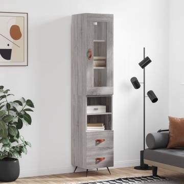 Stylish Highboard Grey Sonoma - 34.5x34x180 cm