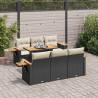  7 Piece Garden Sofa Set with Cushions Black Poly Rattan Acacia Colour black and cream Number of 1 