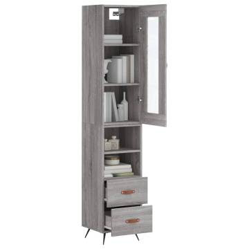 Stylish Highboard Grey Sonoma - 34.5x34x180 cm