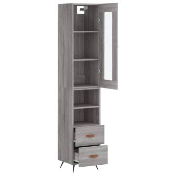 Stylish Highboard Grey Sonoma - 34.5x34x180 cm