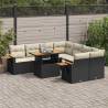  9 Piece Garden Sofa Set with Cushions Black Poly Rattan Acacia Colour black and cream Model with storage Number of 1 